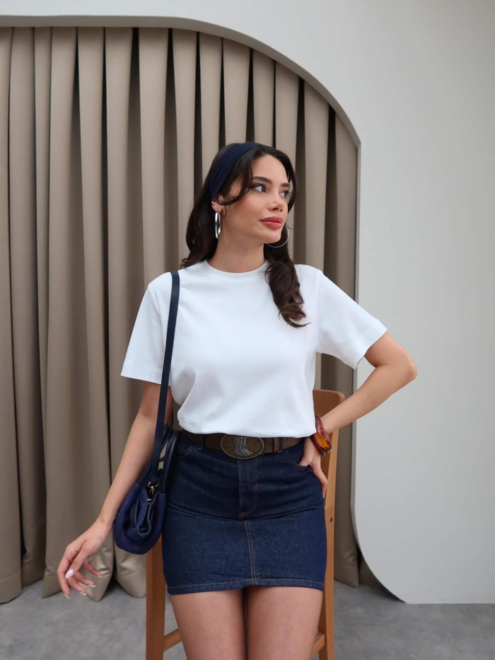 Likralı Bisiklet Yaka T-Shirt