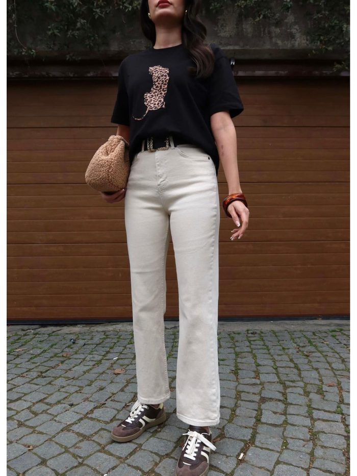 Likralı Flare Jean
