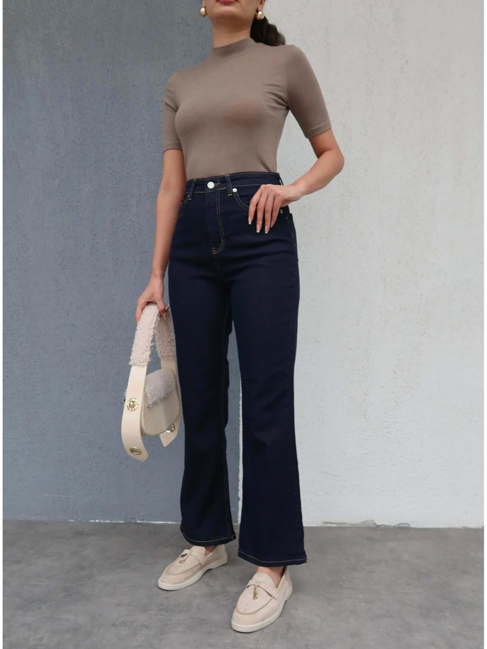 Likralı Flare Jean