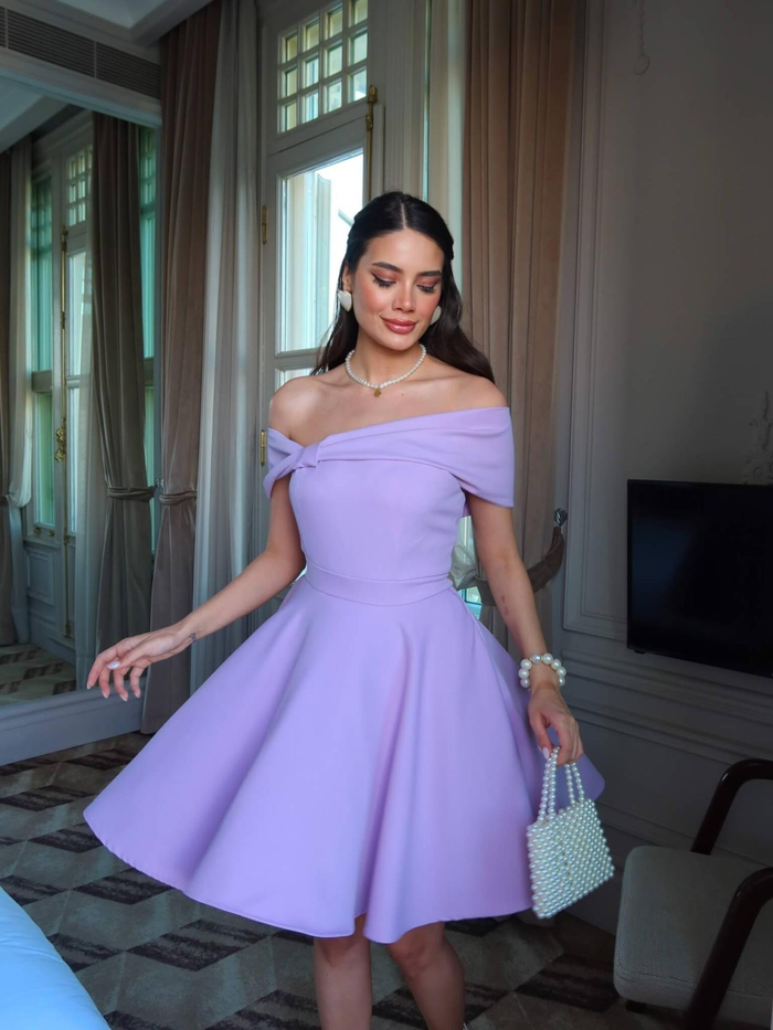 Lila Mini Elbise