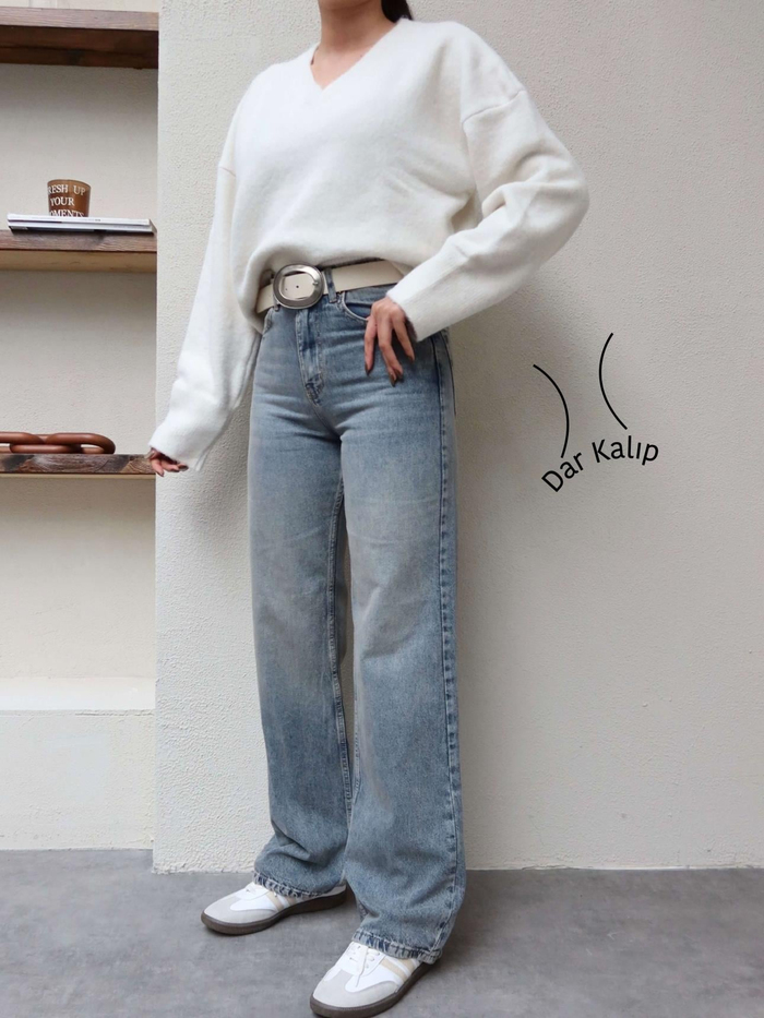 Mavi Eskitme Straight Orj Jean