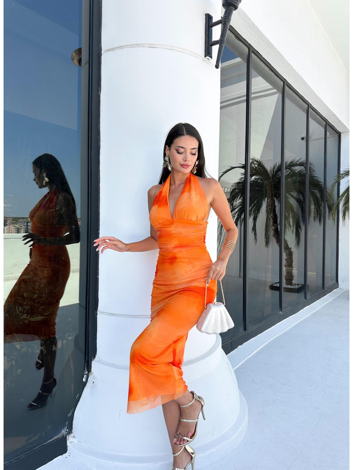 Mermaid Sırt Dekolteli Tül Elbise