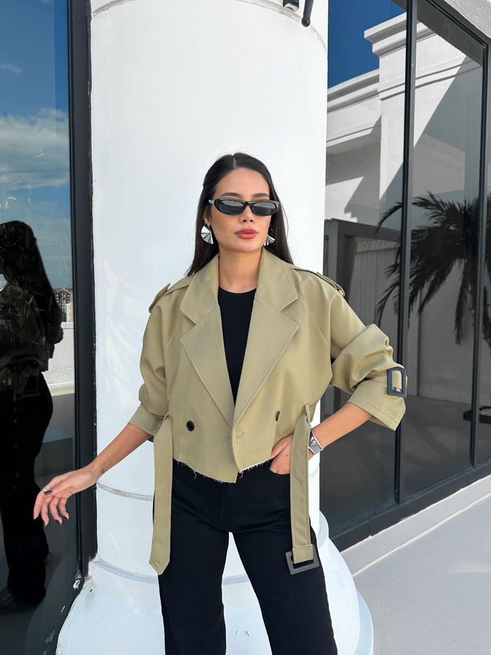 Olive Parkas Kısa Ceket