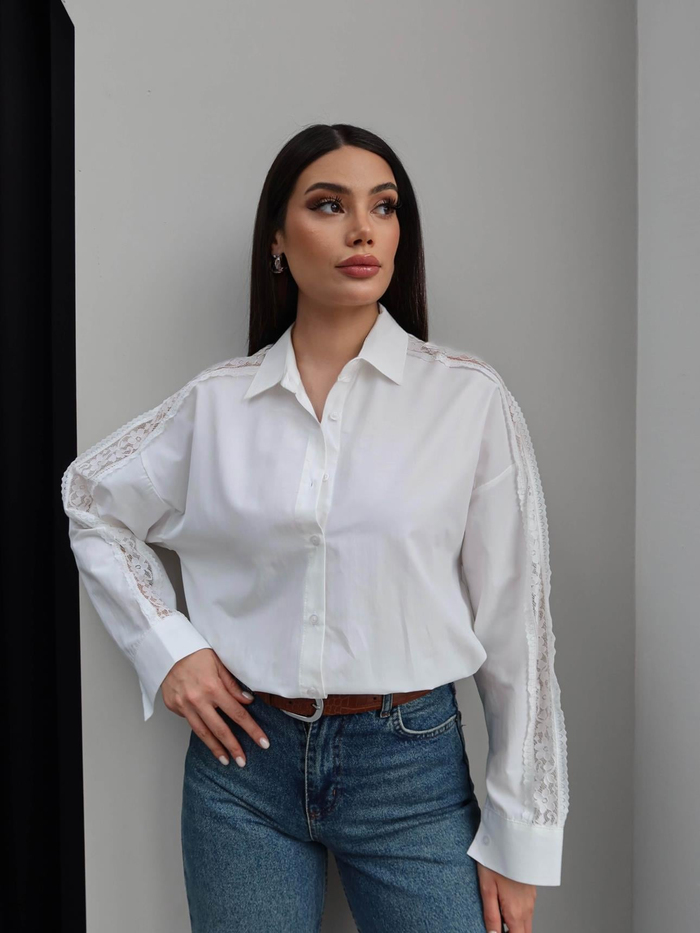 Omuz Dantelli Oversize Gömlek
