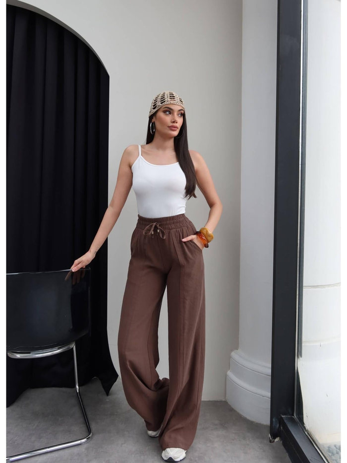 Ön Dikişli Bel Bağcıklı Pantolon