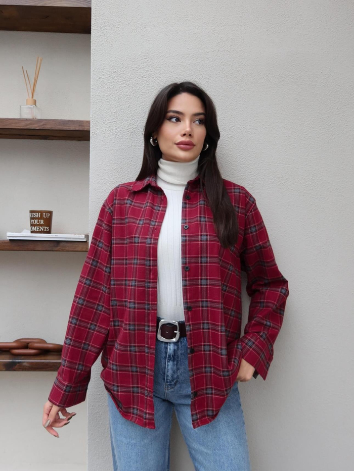 Oversize Ekose Gömlek