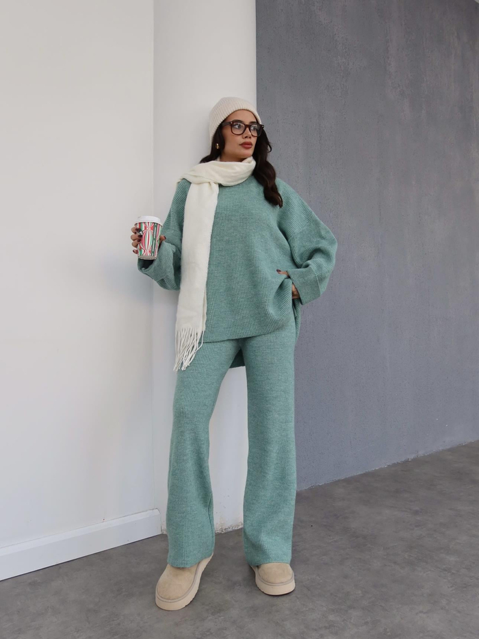 Oversize Triko Kazak Pantolon Takım