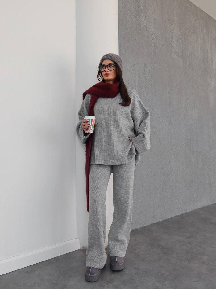 Oversize Triko Kazak Pantolon Takım