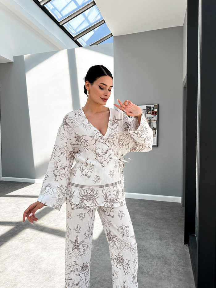 Patterned Kimono Görünümlü Takım
