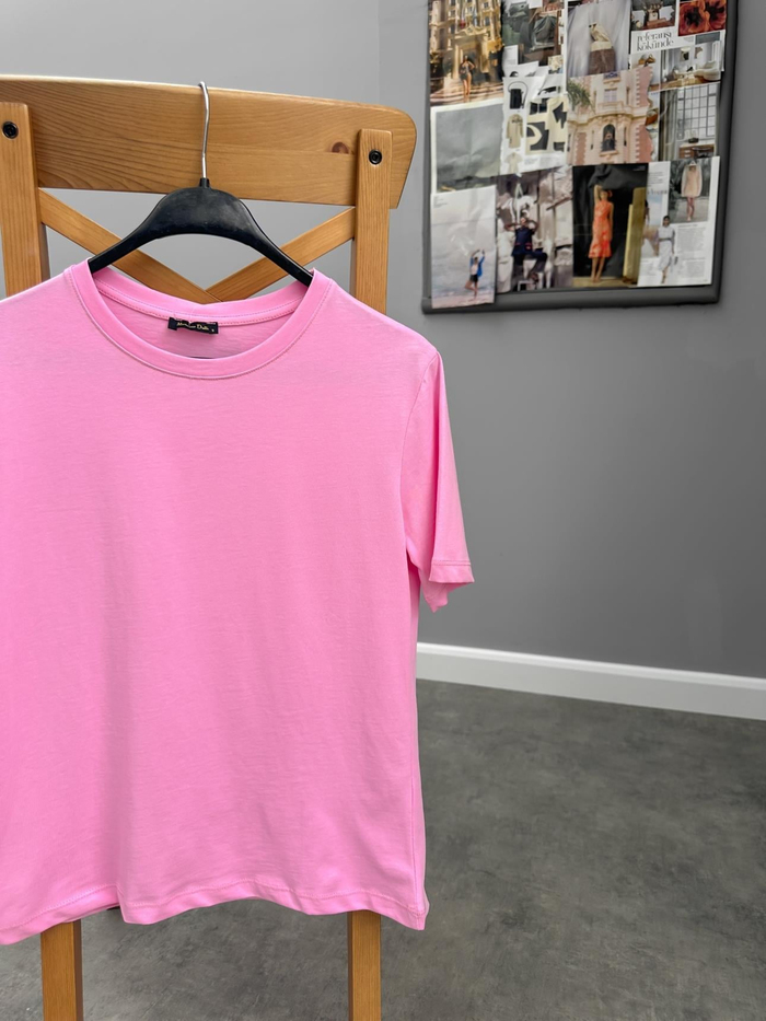 Pembe Bisiklet Yaka Orj Tshirt