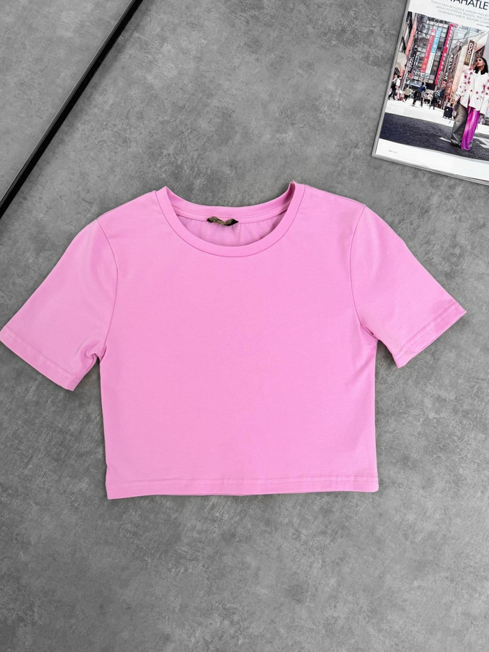 Pembe Streç Crop Tshirt