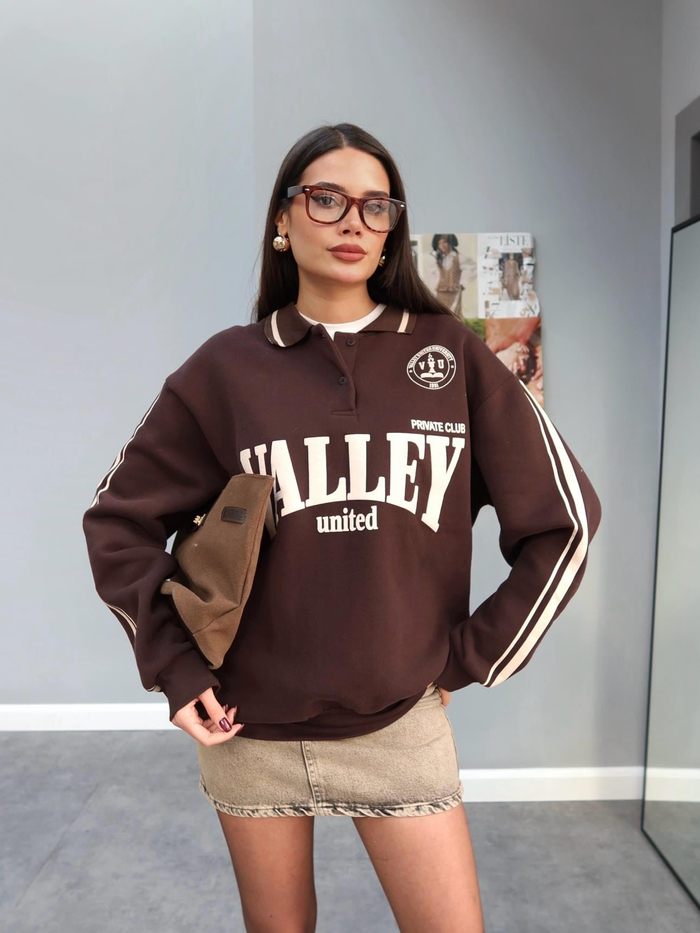 Polo Yaka Şardonlu Valley Sweatshirt