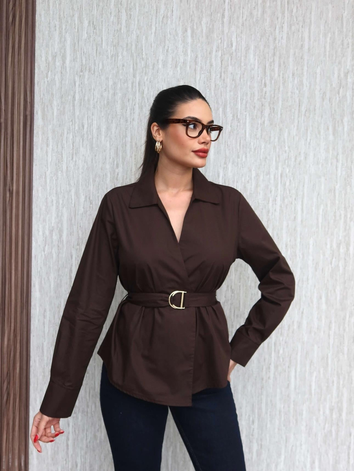 Poplin Kemerli Gömlek