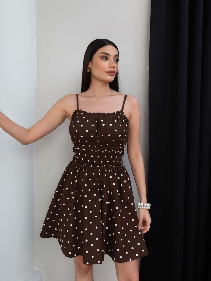 Puantiyeli Gipeli Mini Elbise