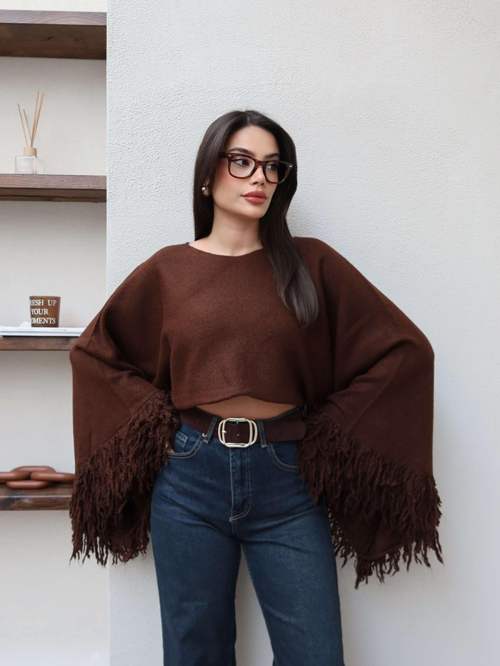 Püsküllü Triko Kazak