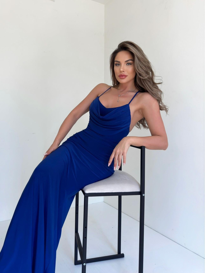Saks Askılı Elbise