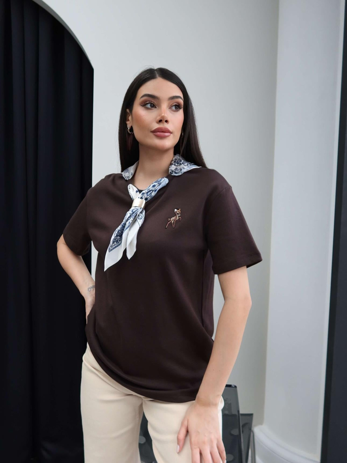 Şallı Aksesuar Detay Tshirt
