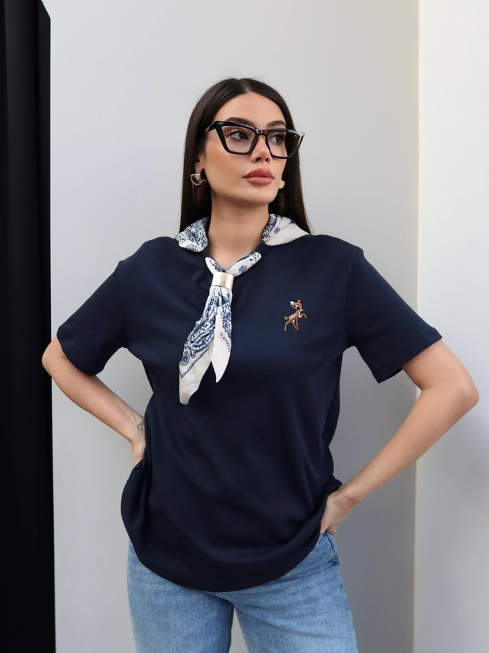 Şallı Aksesuar Detay Tshirt