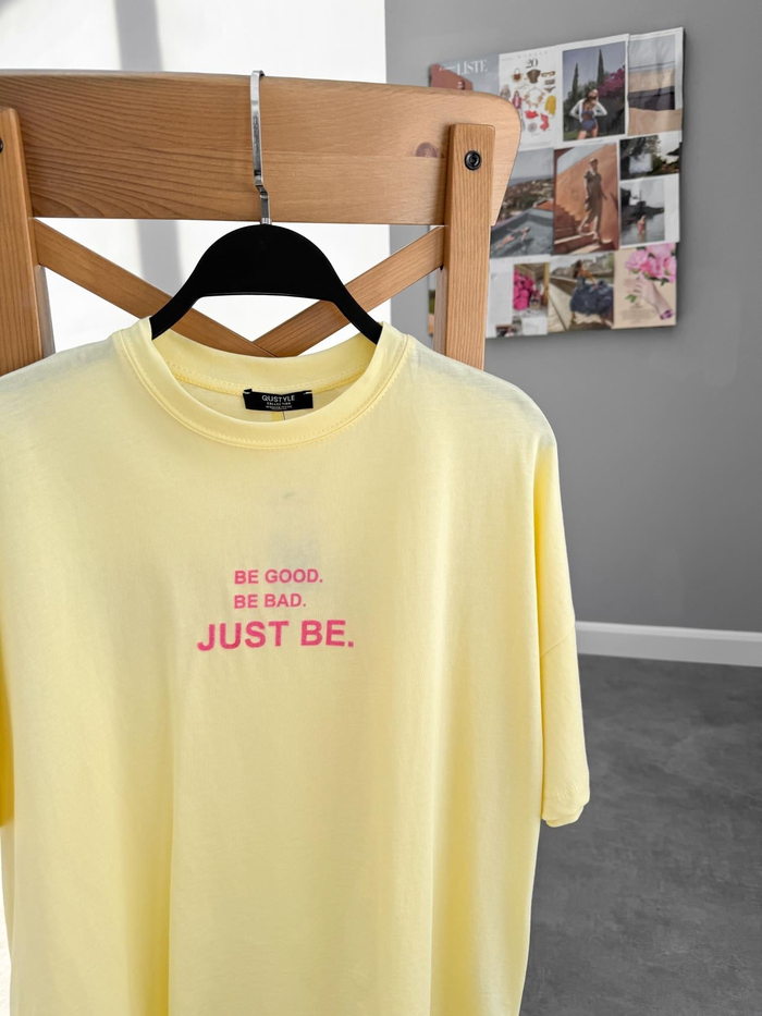 Sarı Minik Yazılı Tshirt