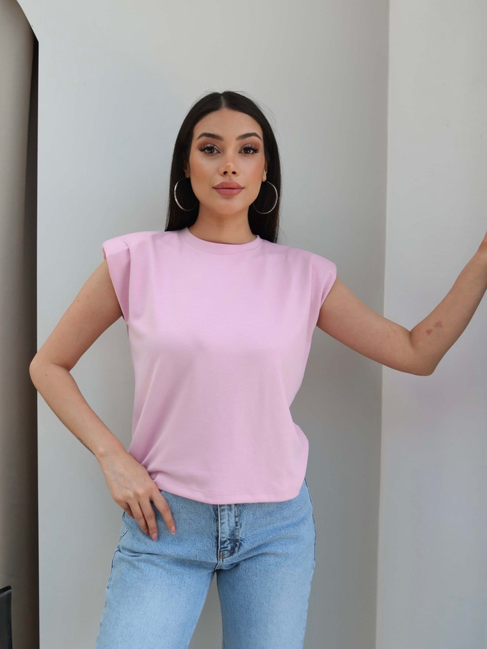 Sıfır Kol Vatkalı Basic Tshirt