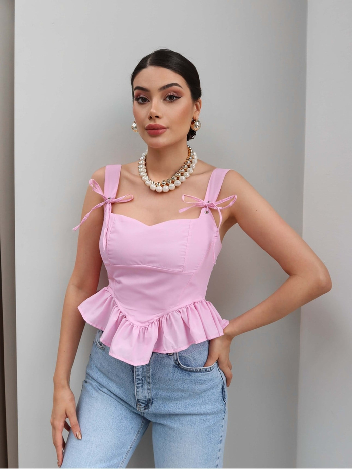 Sırt Kuşgözü Detaylı Askılı Bluz