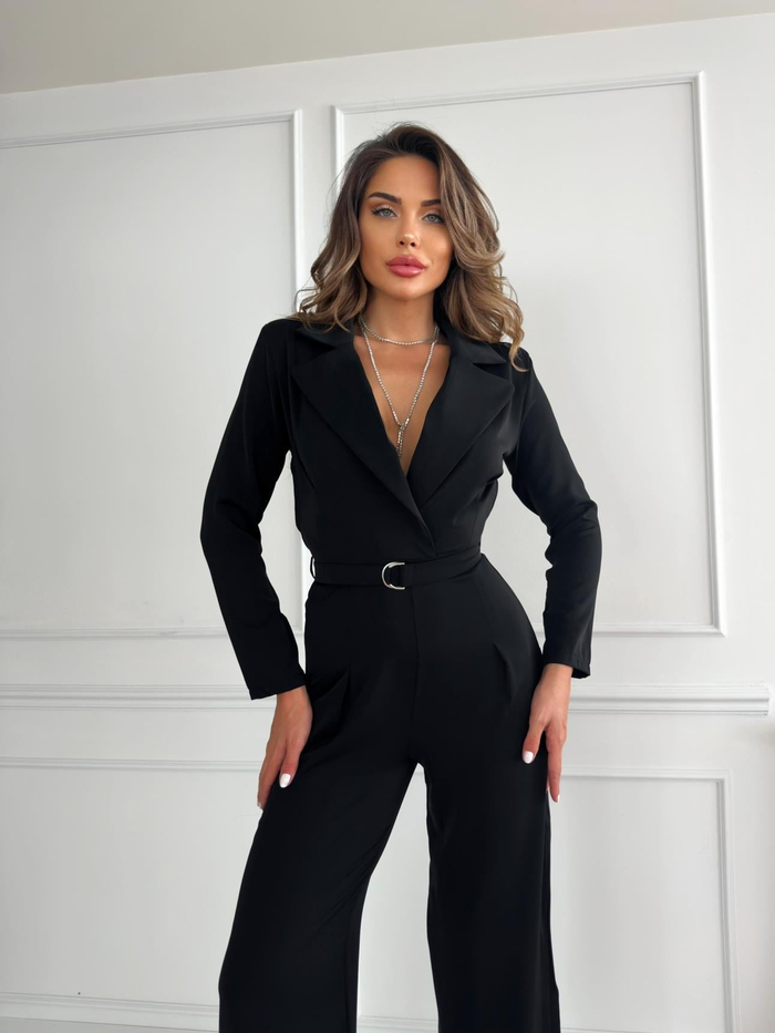 Siyah Double Breasted Tulum