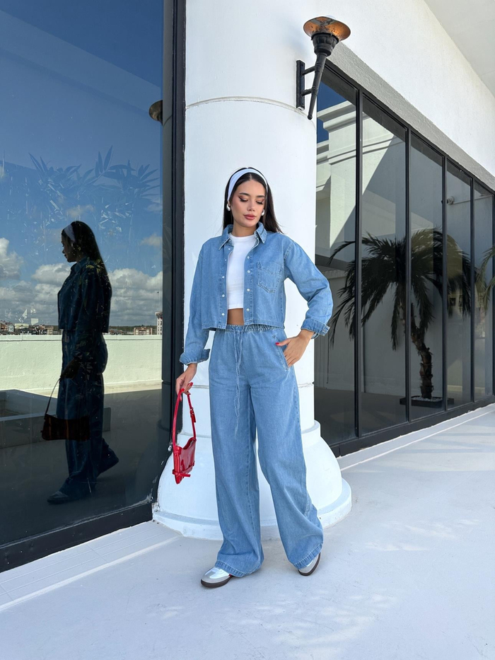 Slim Denim Gömlek Pantolon Takım