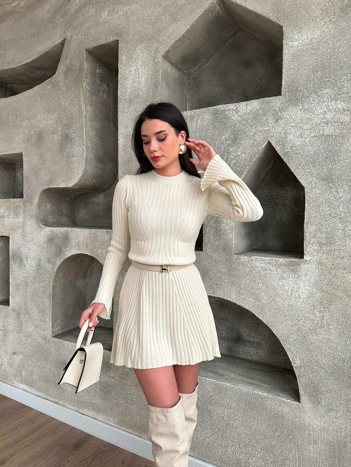 Taş Fitilli Mini Elbise
