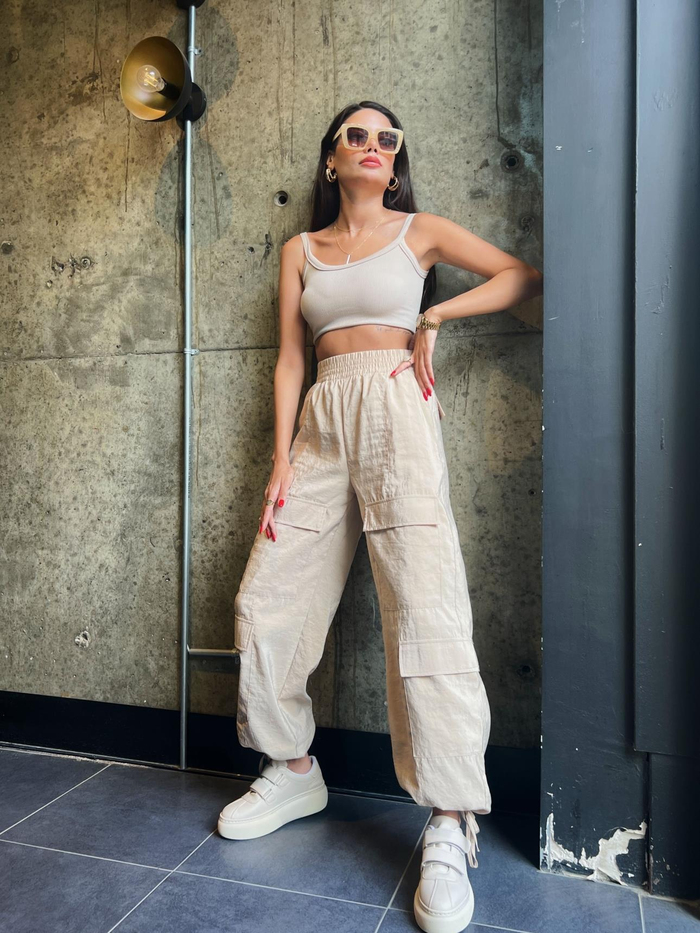 Taş Kargo Cepli Paraşut Pants