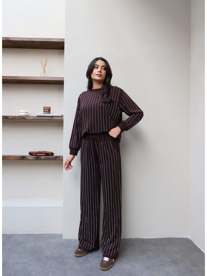 Taşlı Modal Sweat Pantolon Takım