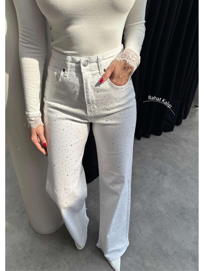 Taşlı Wide Leg Jean