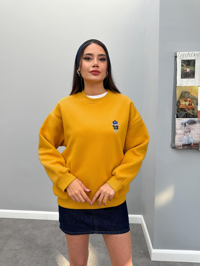 Teddy Bear Nakışlı Şardonlu Sweatshirt