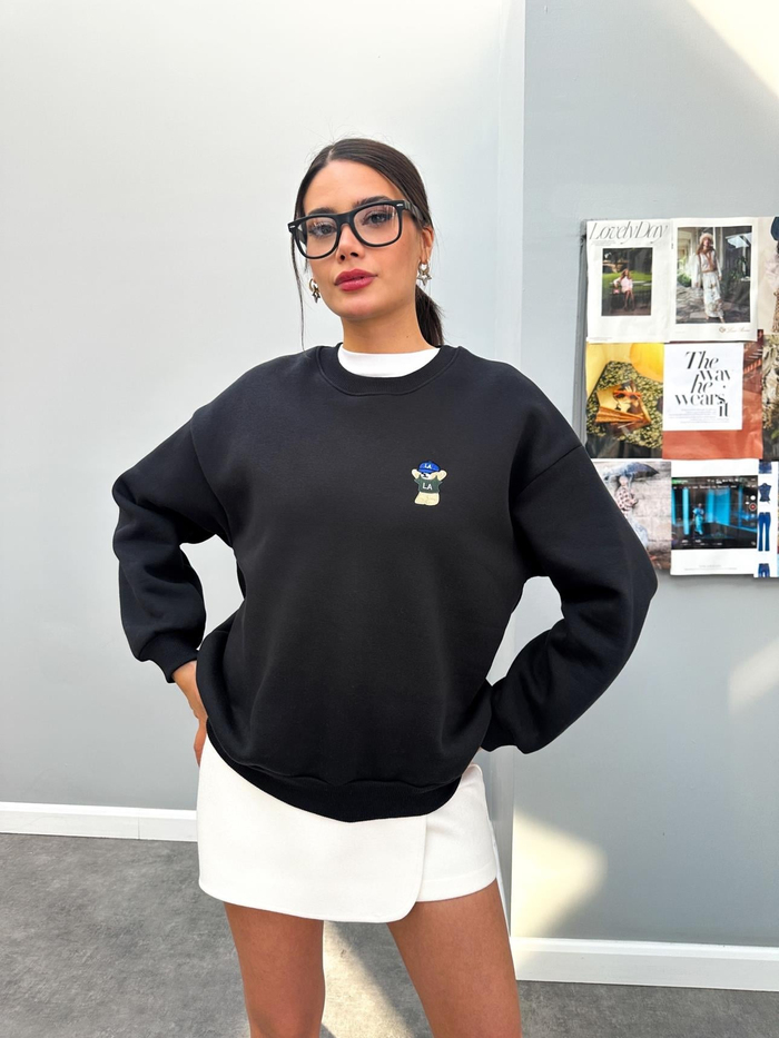 Teddy Bear Nakışlı Şardonlu Sweatshirt