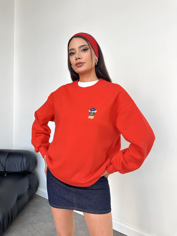 Teddy Bear Nakışlı Şardonlu Sweatshirt