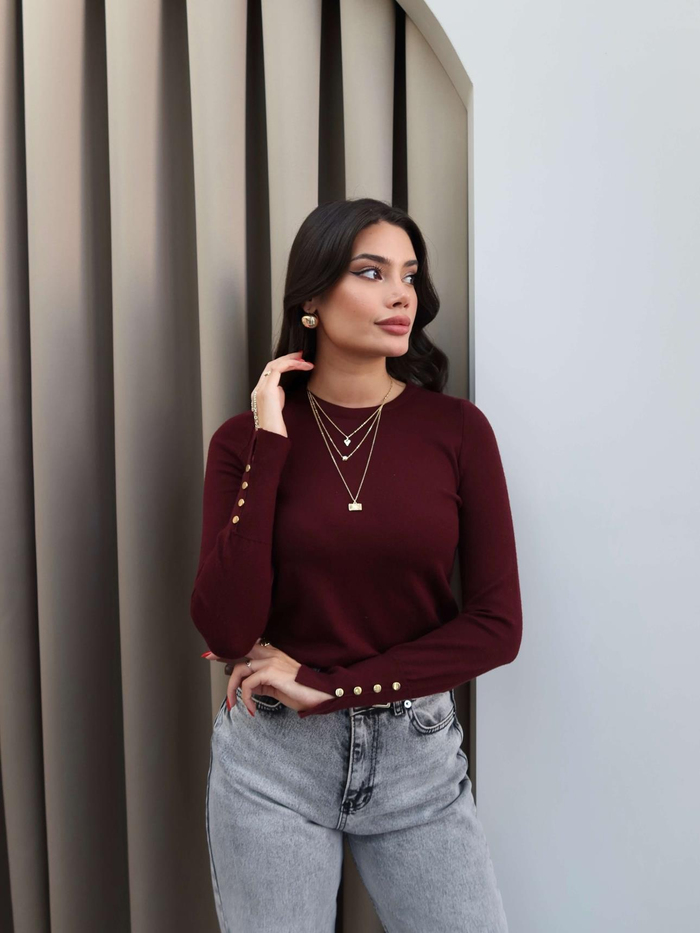 Uzun Kol Düğmeli Triko