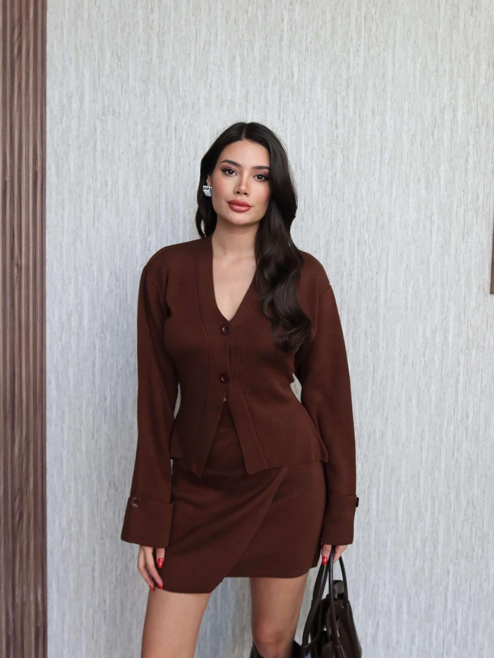 Uzun Kol Etekli Triko Takım