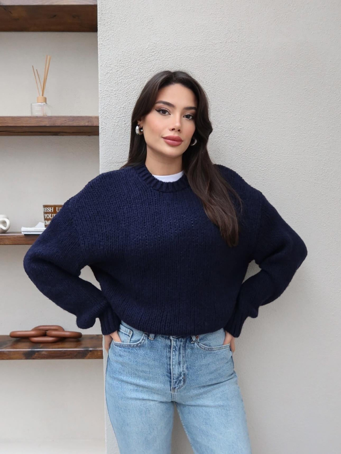 Uzun Kollu Örme Kazak