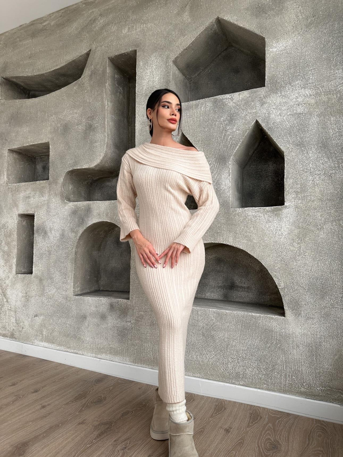 Vanilya Şal Yaka Elbise