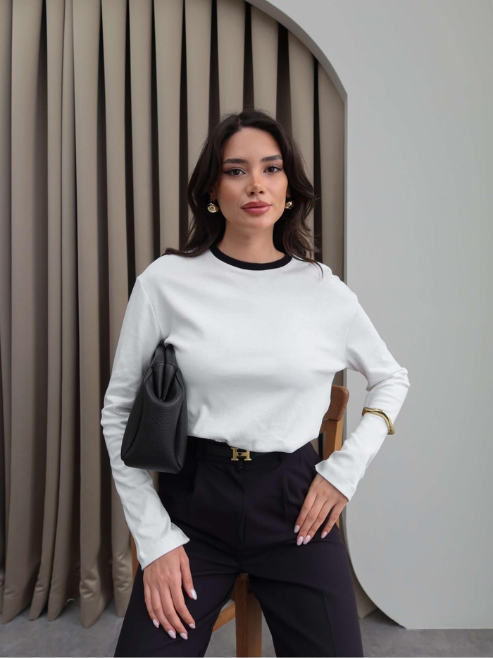 Yaka Şeritli Uzun Kol Body