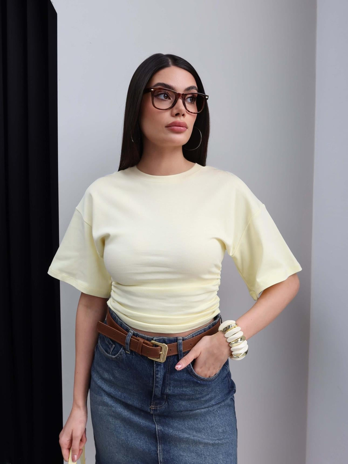Yan Büzgülü Crop Tshirt