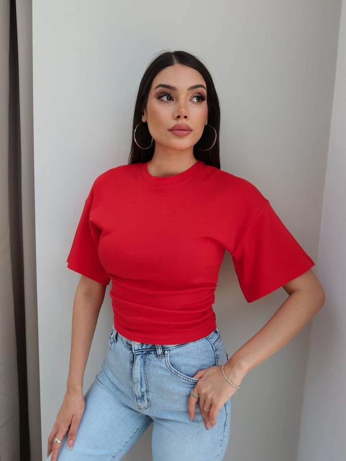 Yan Büzgülü Crop Tshirt
