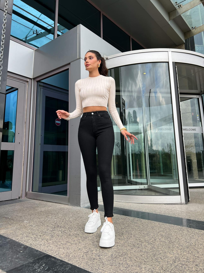 Yüksek Bel Skinny Elastan Jean