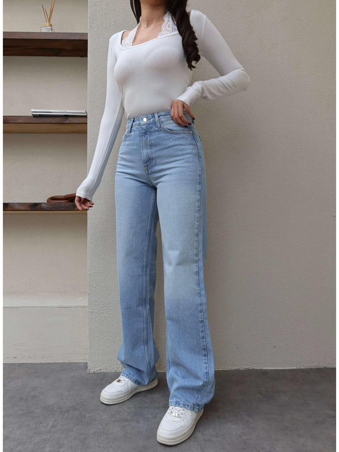 Yüksek Bel Straight Orj Jean
