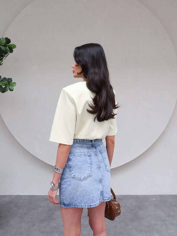 Açık Mavi Mini Denim Etek