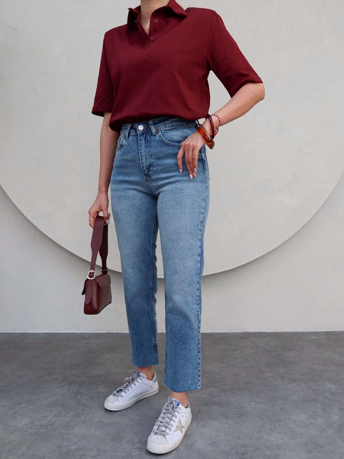 Açık Mavi Paça Kesik Orj Jean