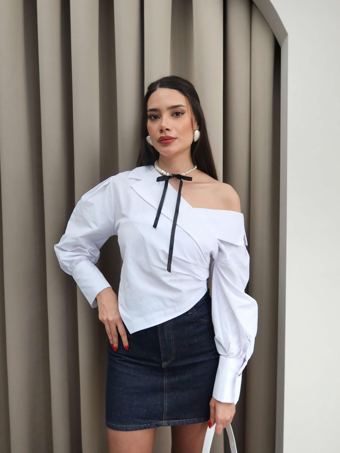 Açık Omuz Drapeli Gömlek