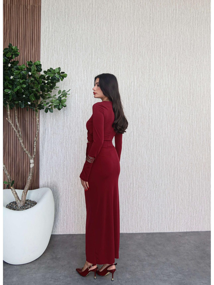 Aksesuar Bağlamalı Etekli Crop Takım