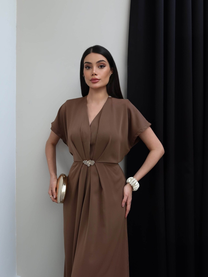 Aksesuar Bel Bağlamalı Elbise