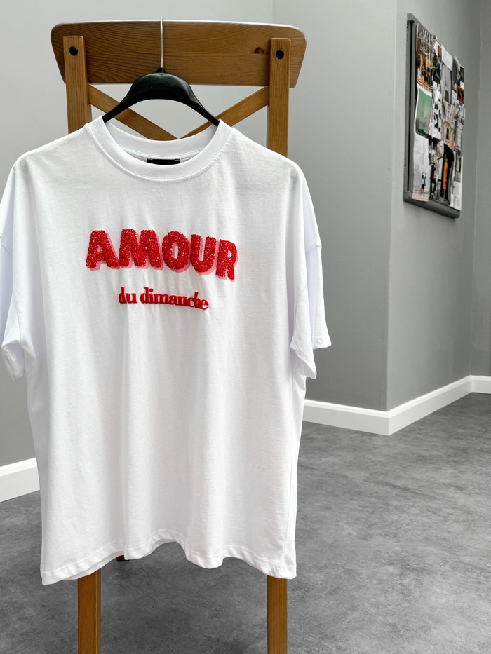Amour Yazılı Oversize Tshirt