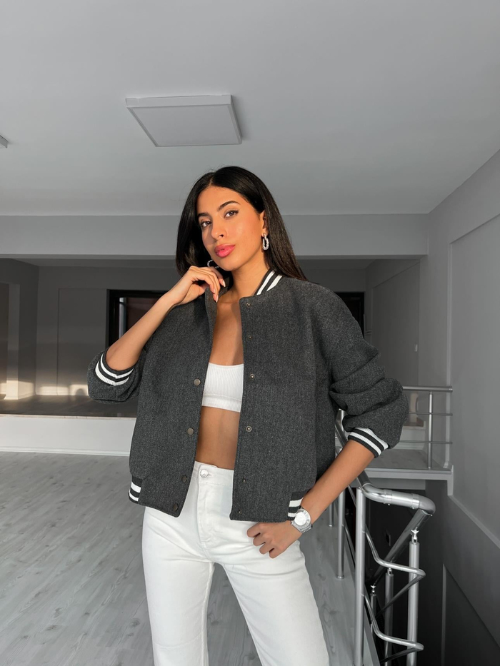 Anthracite Ribanalı Kolej Ceket